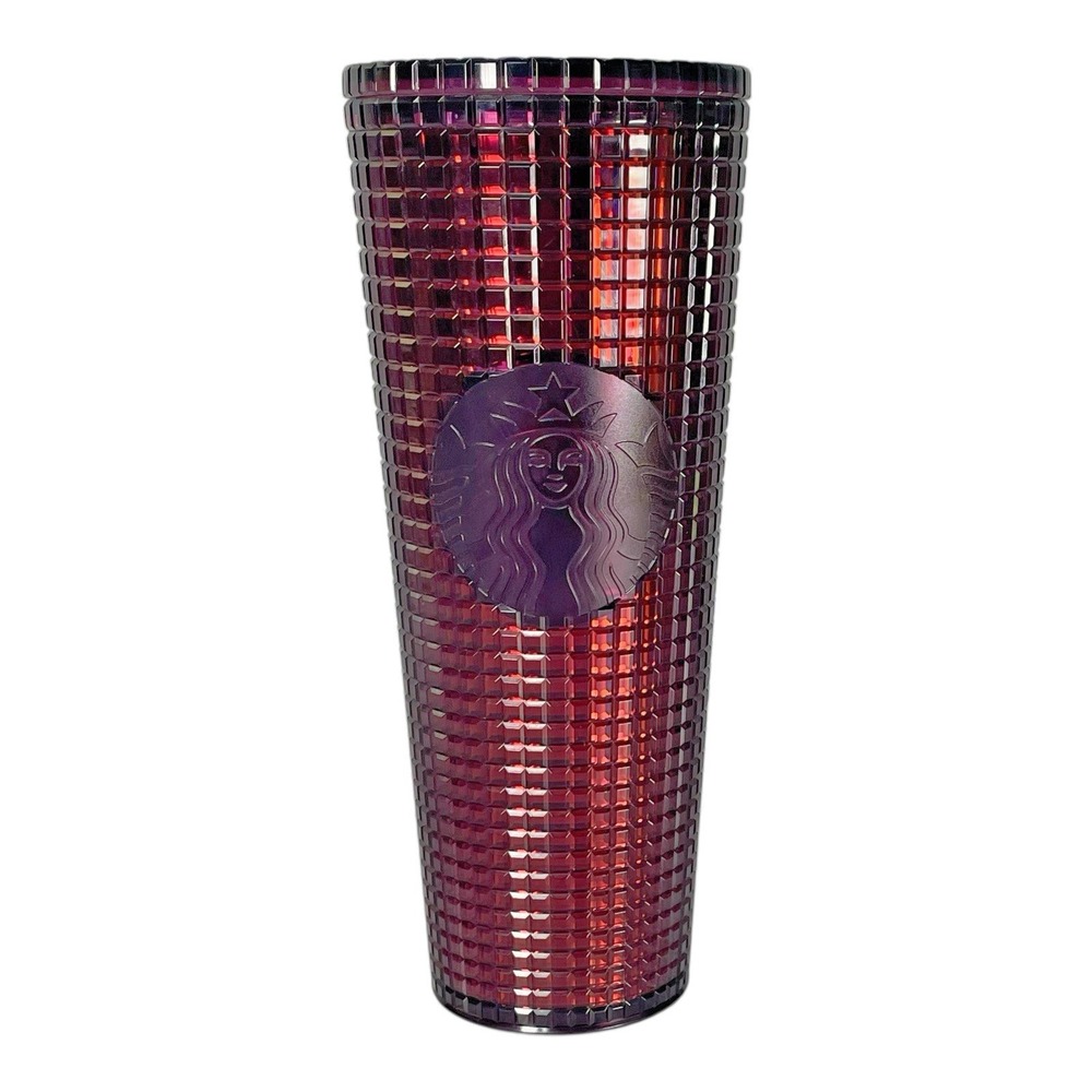 Starbucks 2020 Holiday Disco Grid Tumbler Berry Plum 24oz LE Collectible Cup - Picture 3 of 7